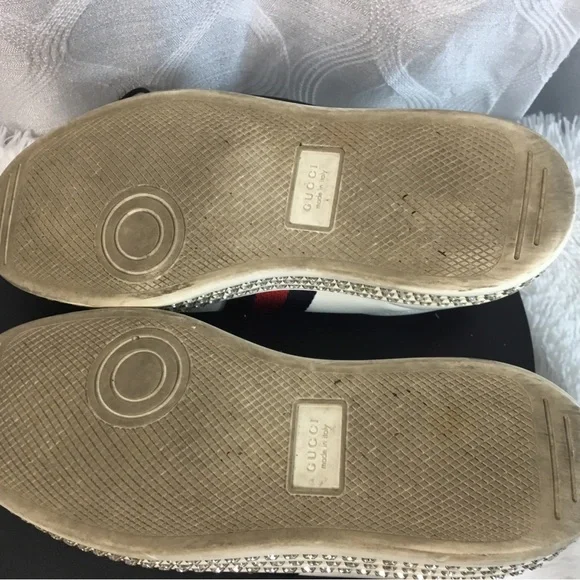 Gucci White Leather Sneakers with Red & Blue Heel Tabs - Picture 5 of 15